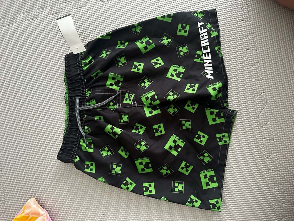 Minecraft Boys Creeper Print Swim Trunks